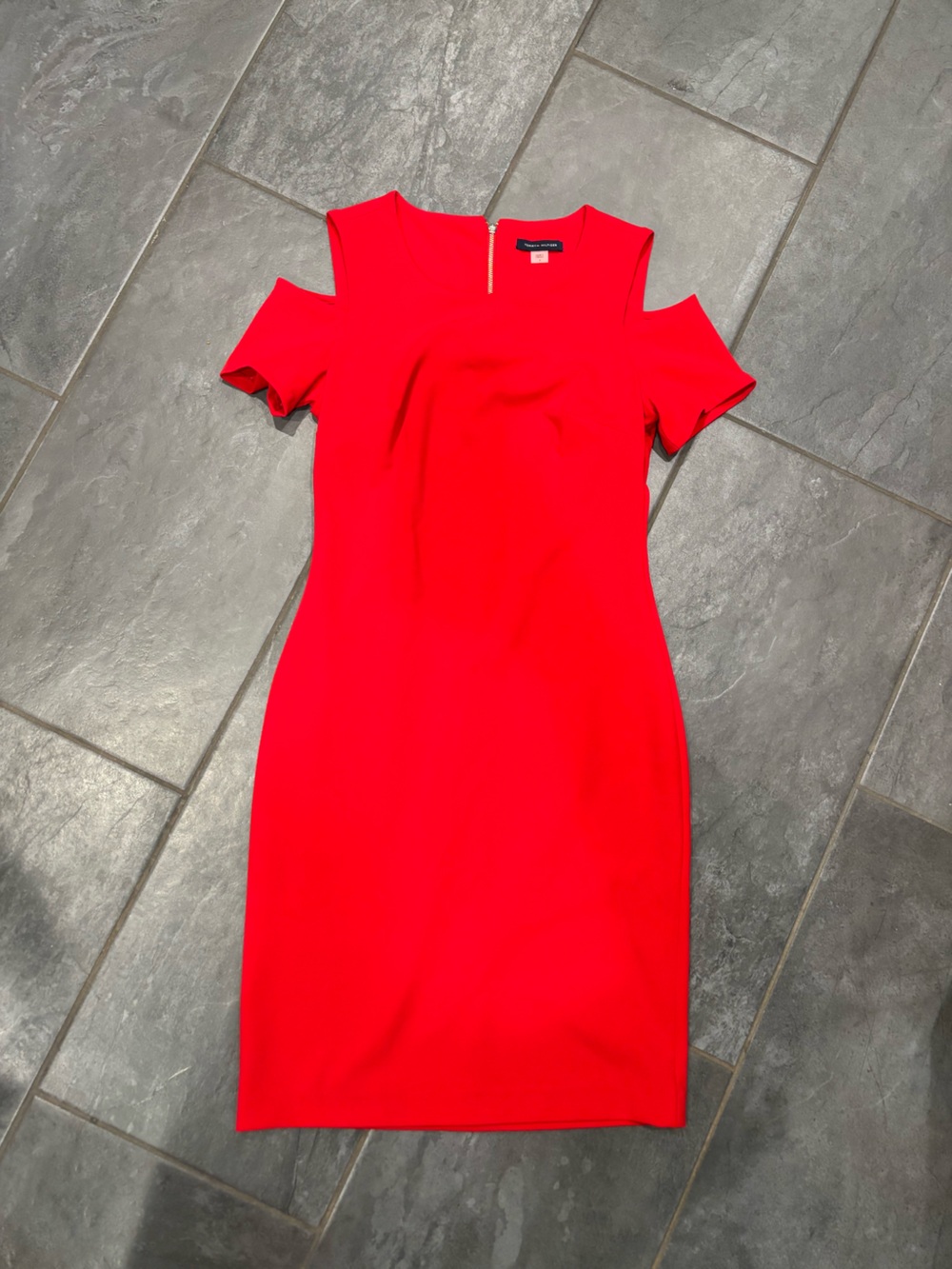 Tommy Hilfiger Red Cold-Shoulder Midi Dress